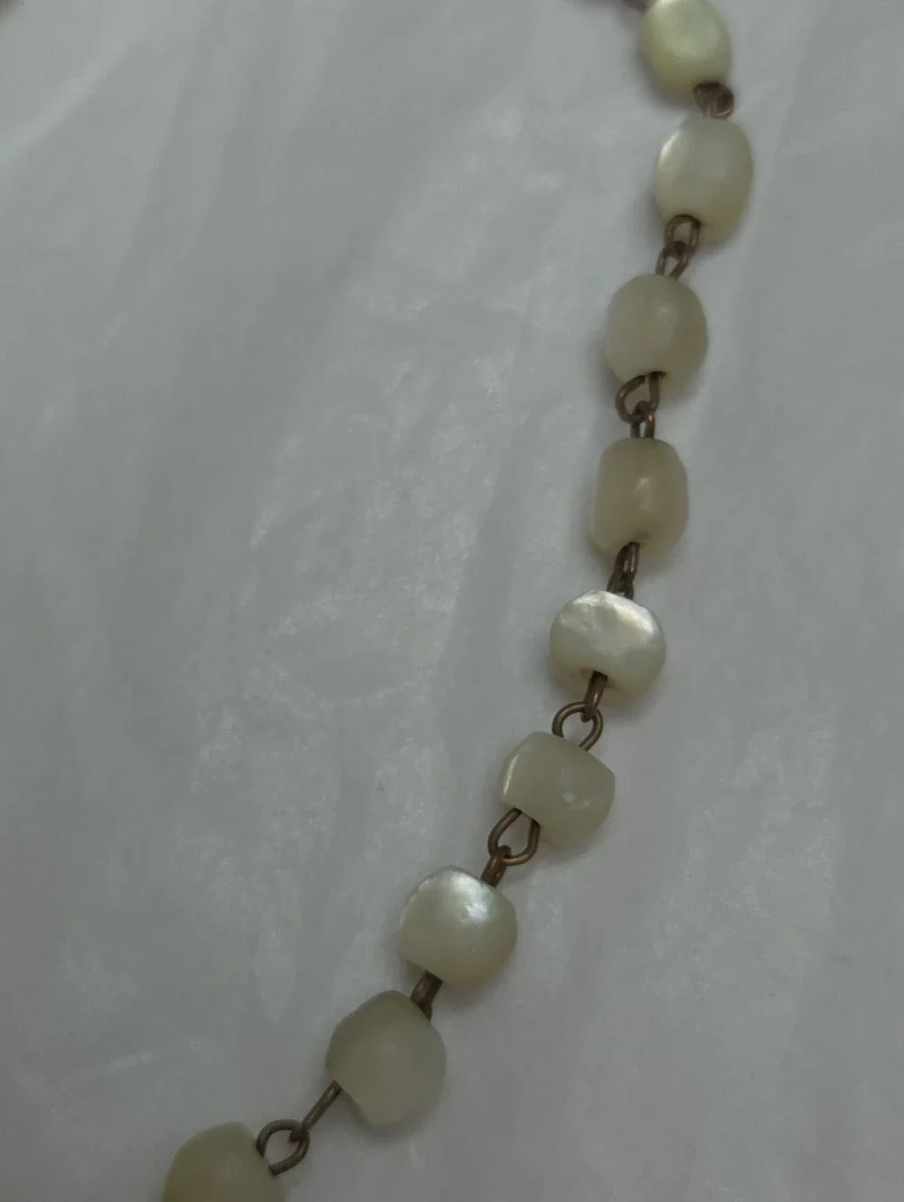 Antique Victorian Balamuti Mother of Pearl Beaded Sterling Silver Bracelet 8 1/4